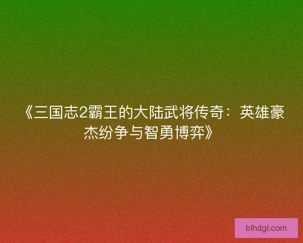 《三国志2霸王的大陆武将传奇：英雄豪杰纷争与智勇博弈》