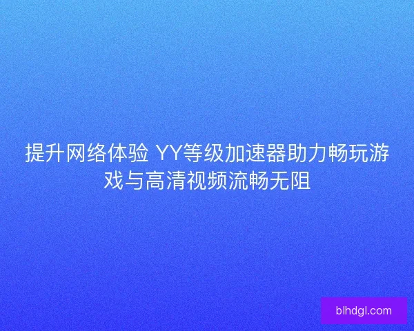 提升网络体验 YY等级加速器助力畅玩游戏与高清视频流畅无阻
